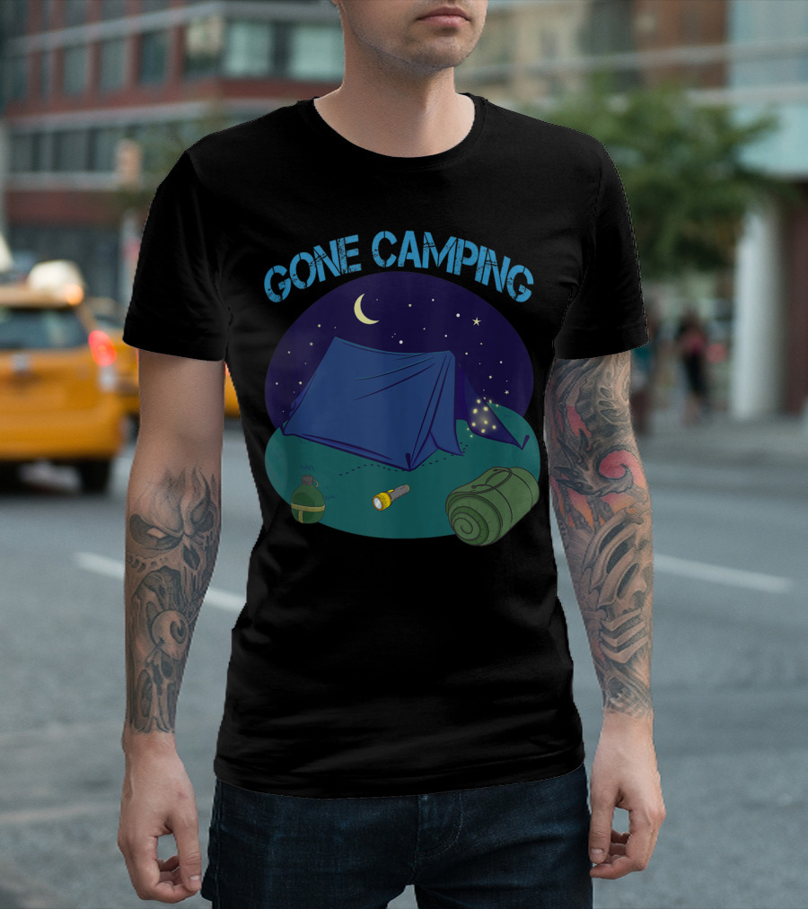 Gone Camping Night Tent Moon Stars T-Shirt