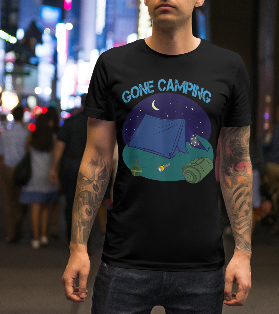 Gone Camping Night Tent Moon Stars T-Shirt