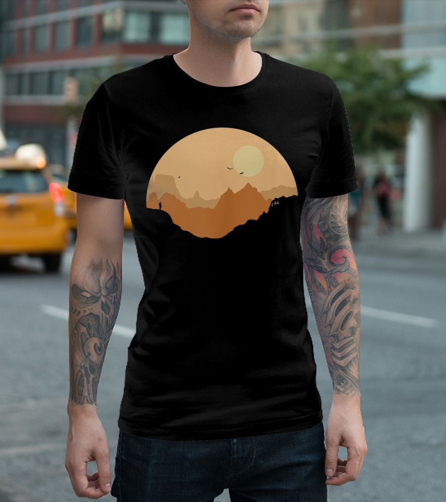 Hiking Desert Mountains Nature Climbing Sun Birds T-Shirt