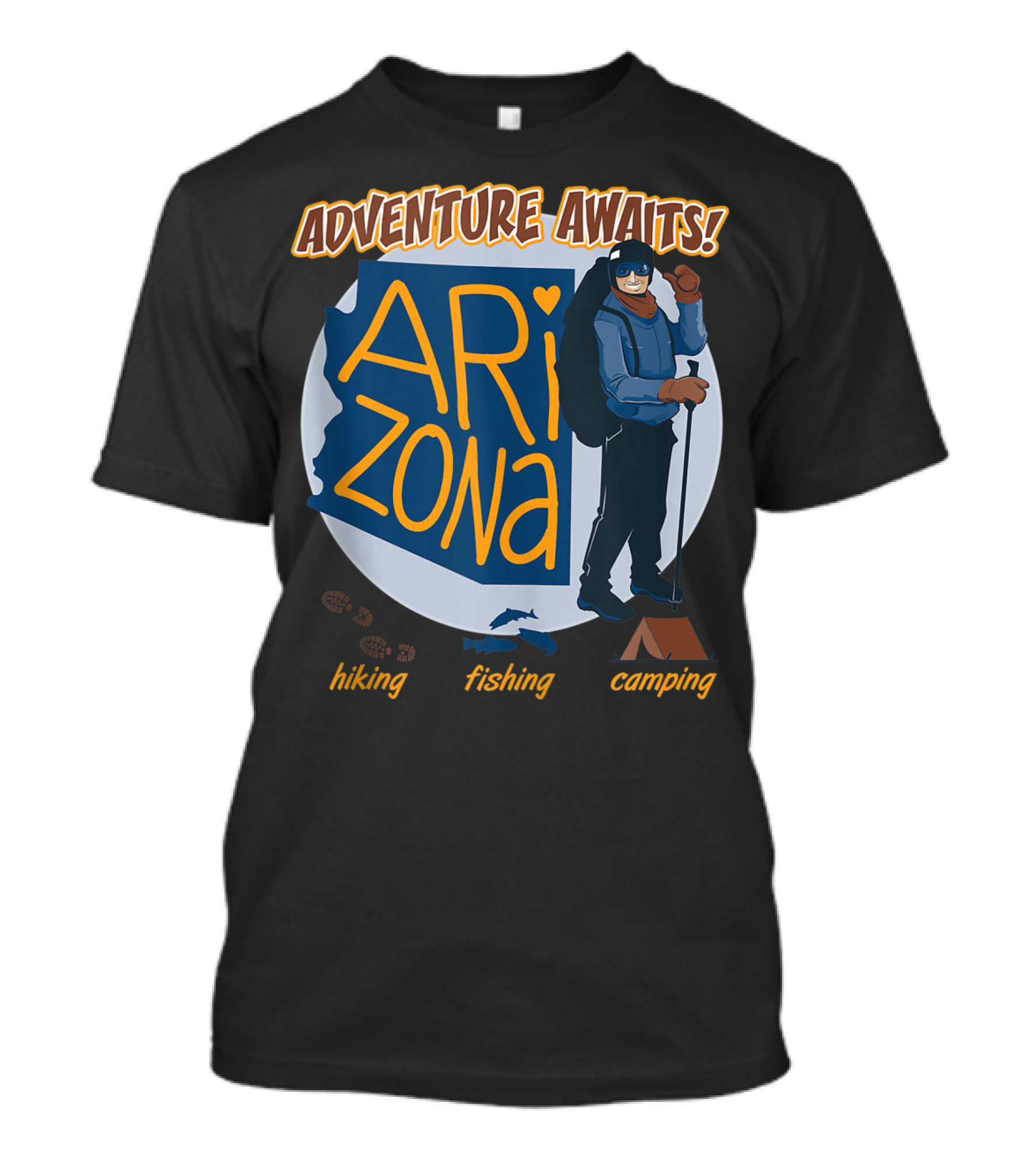 Adventure Awaits Arizona Hiking Fishing Camping T-Shirt