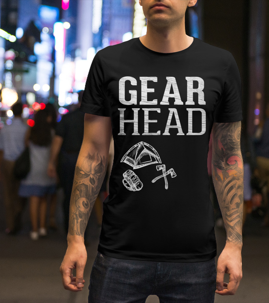 Gear Head Tent Backpack Axes T-Shirt