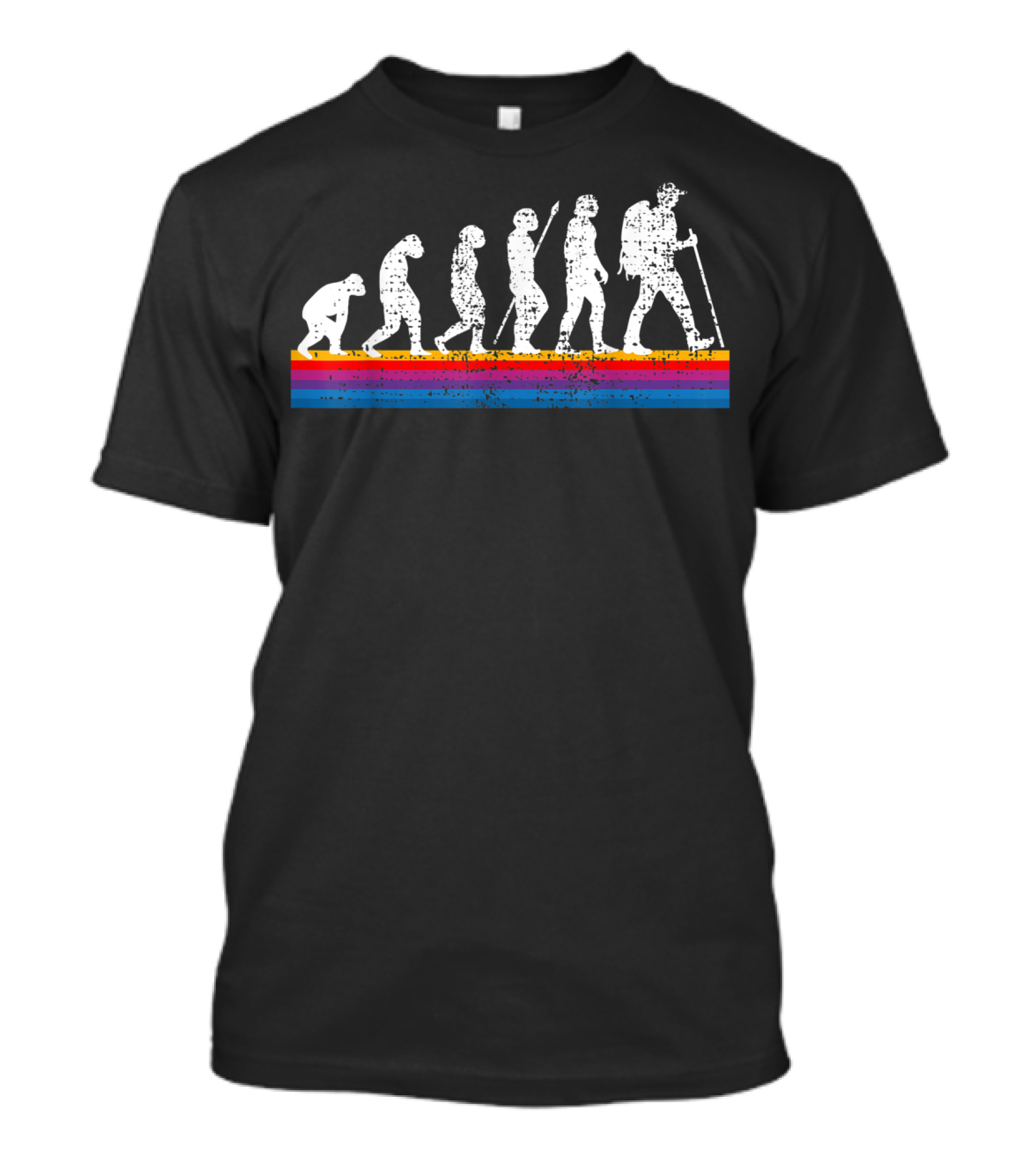Hiking Evolution Hike Stages Retro Stripes T-Shirt