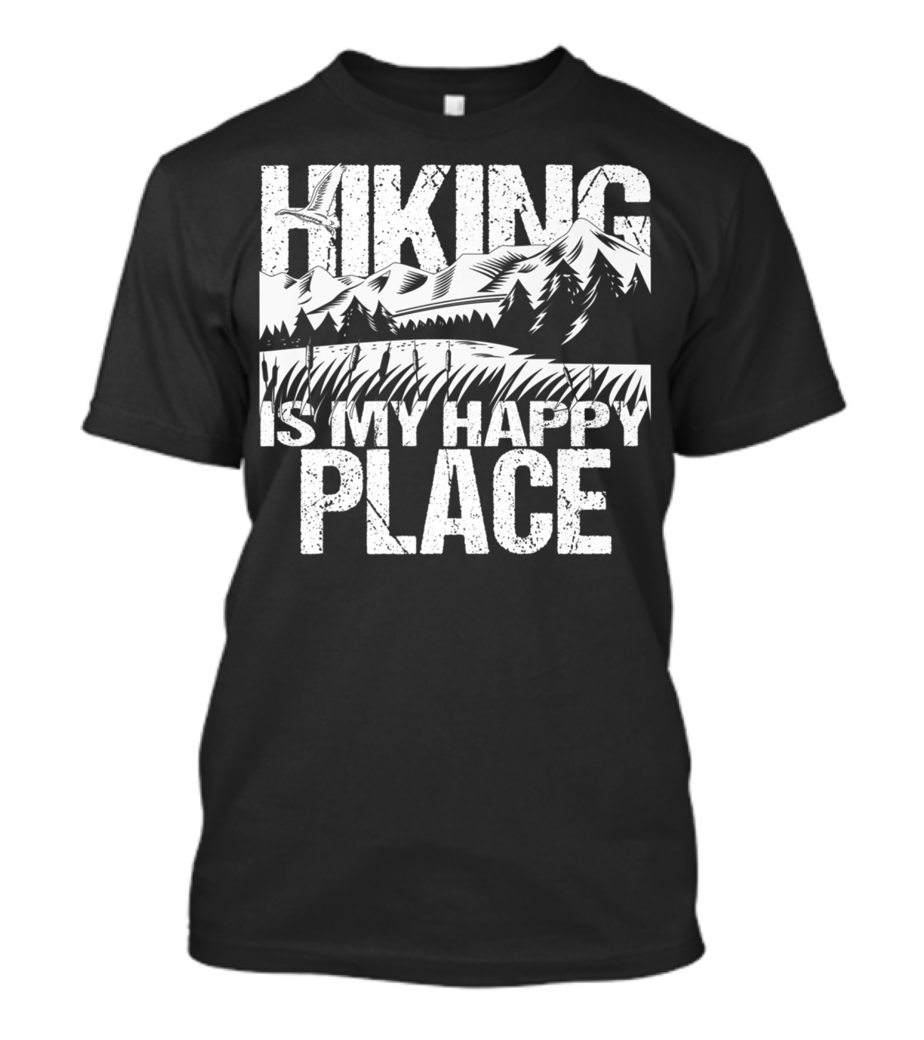 Hiking Is My Happy Place Mountains Nature Scene T-Shirt