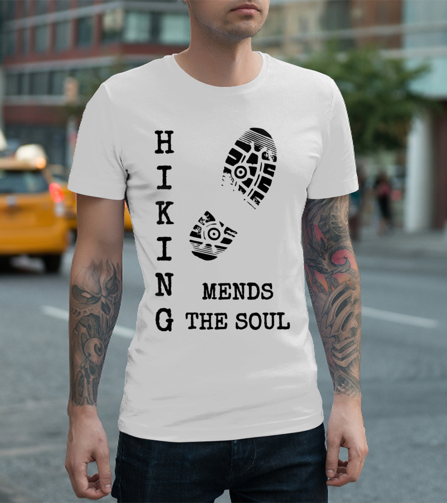 Hiking Mends The Soul Boot Print T-Shirt