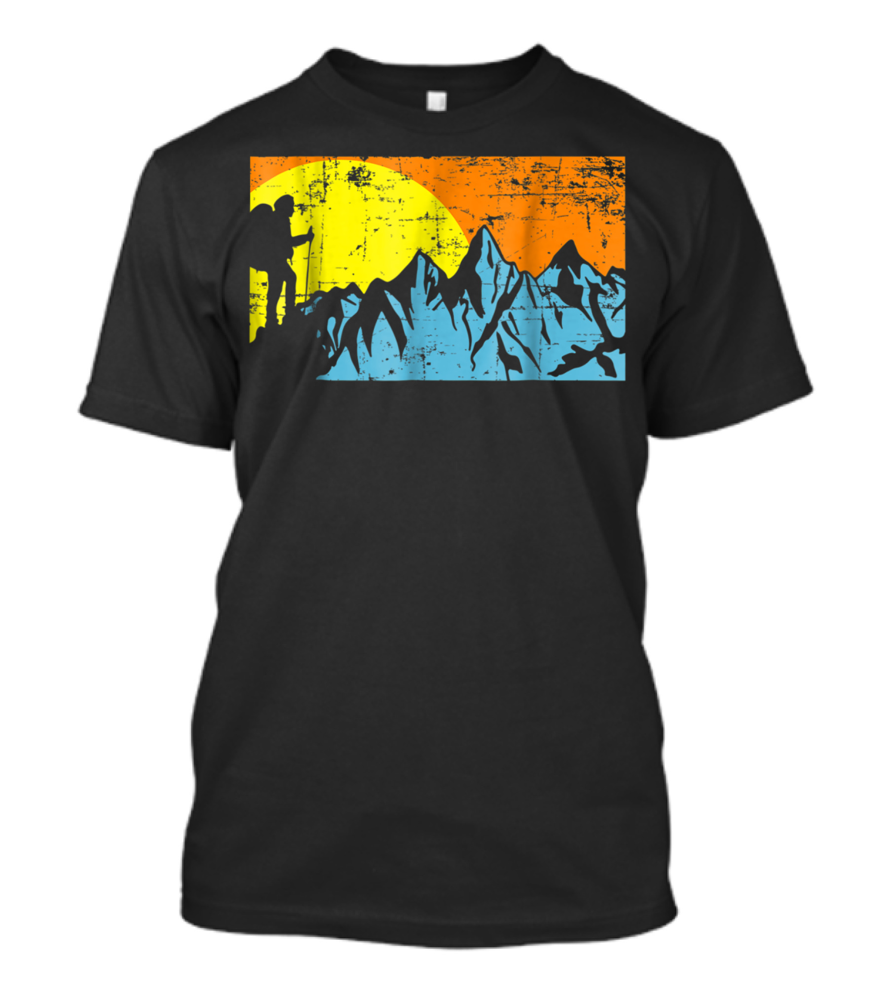 Hiking Mountains Hiker Silhouette Sun And Peaks Adventure T-Shirt