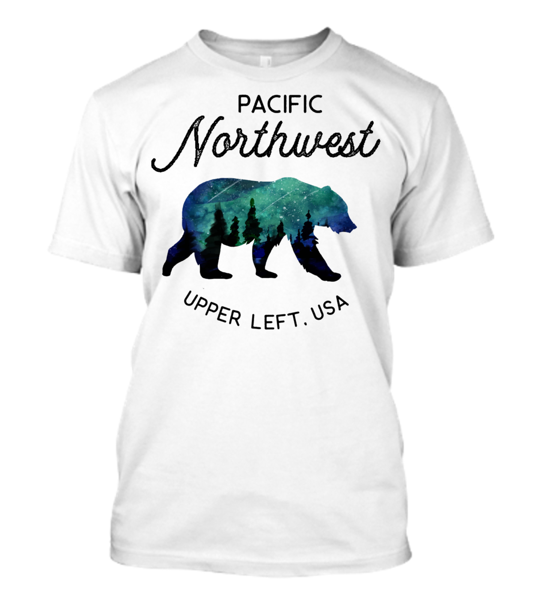 Pacific Northwest Upper Left USA Forest Bear T-Shirt