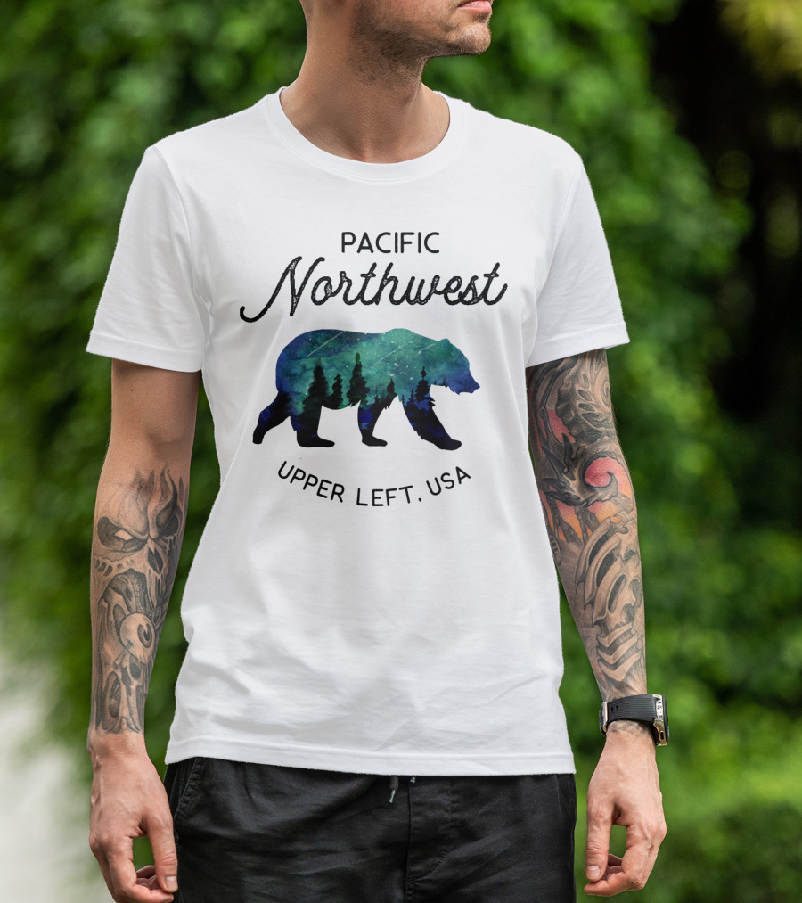 Pacific Northwest Upper Left USA Forest Bear T-Shirt