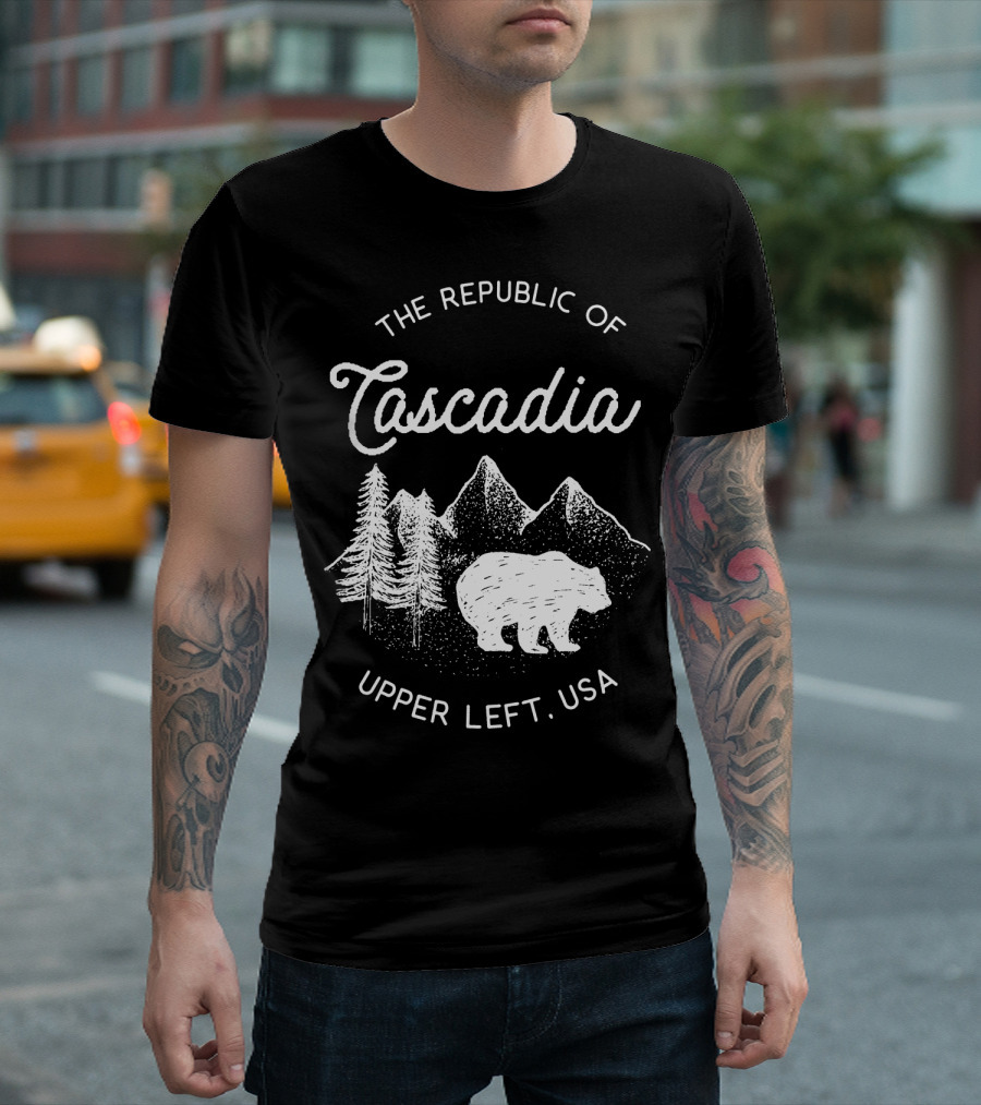 The Republic Of Cascadia Upper Left USA Bear Mountain Trees T-Shirt