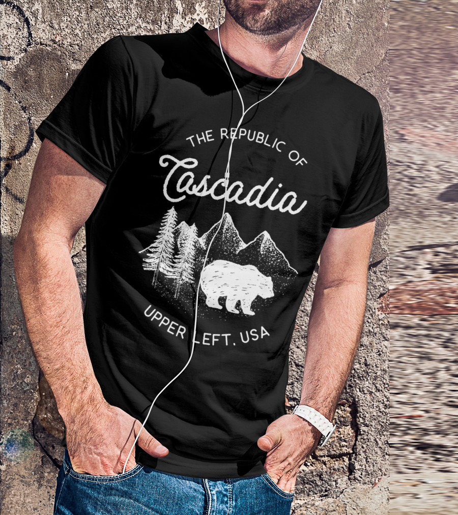 The Republic Of Cascadia Upper Left USA Bear Mountain Trees T-Shirt