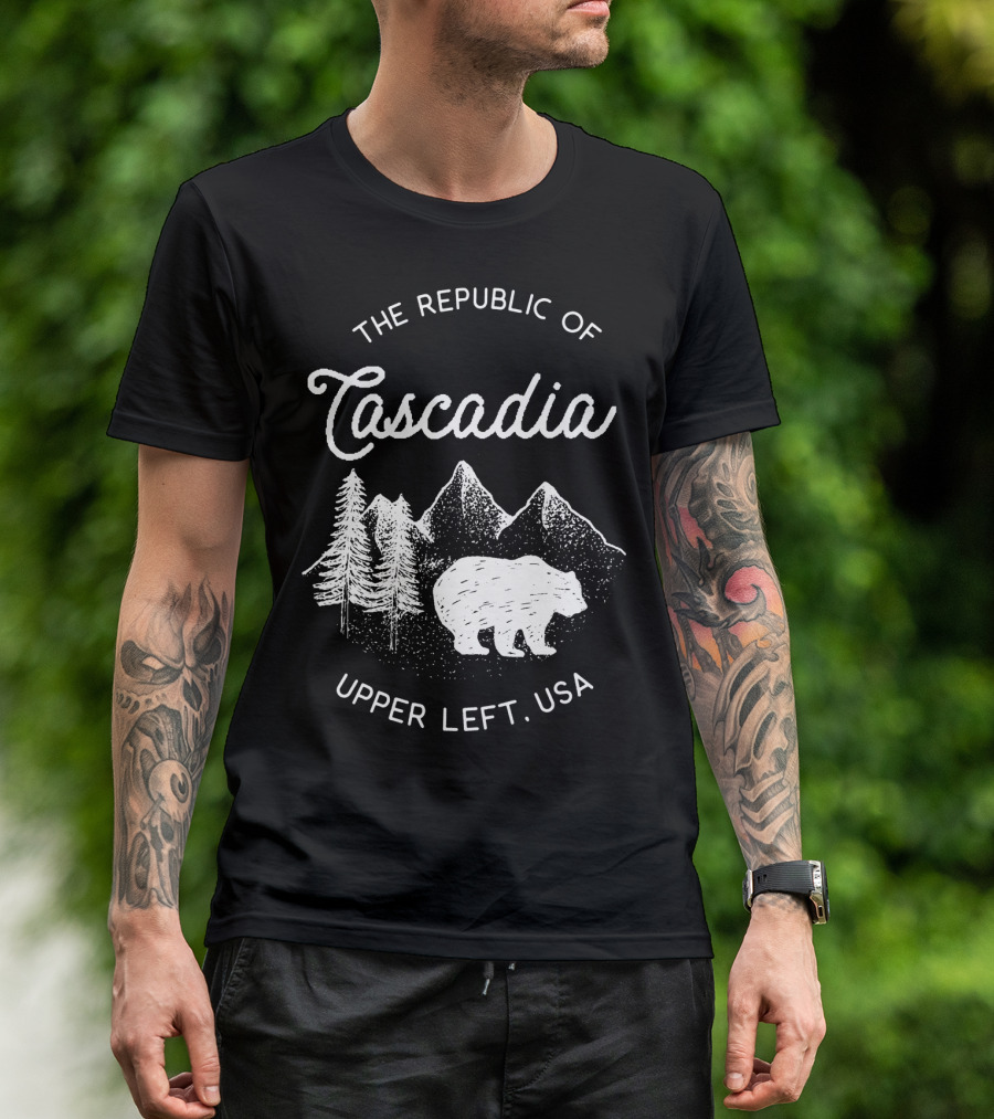 The Republic Of Cascadia Upper Left USA Bear Mountain Trees T-Shirt