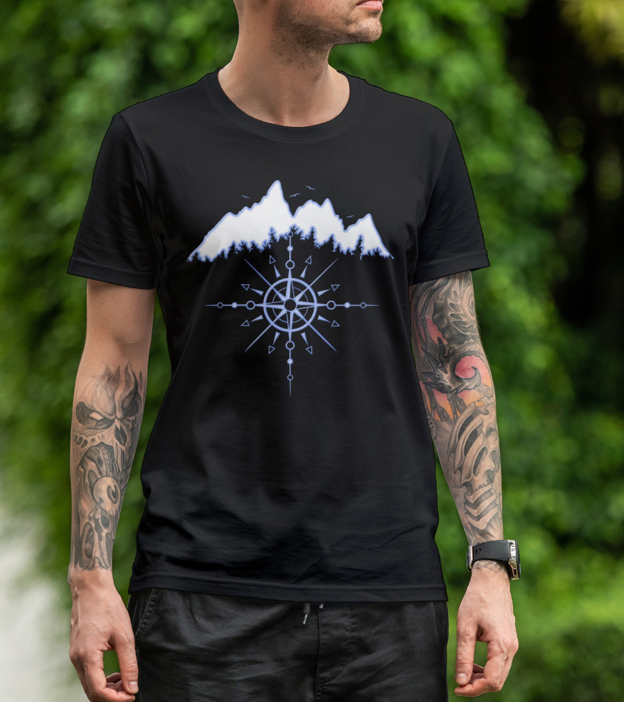 Hiking Winter Skiing Navigation Mountain Compass Outdoor T-Shirt