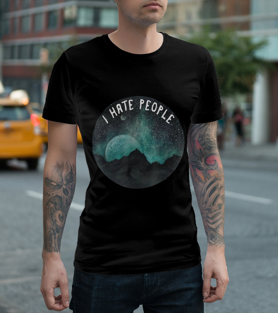 I Hate People Moon Night Sky T-Shirt