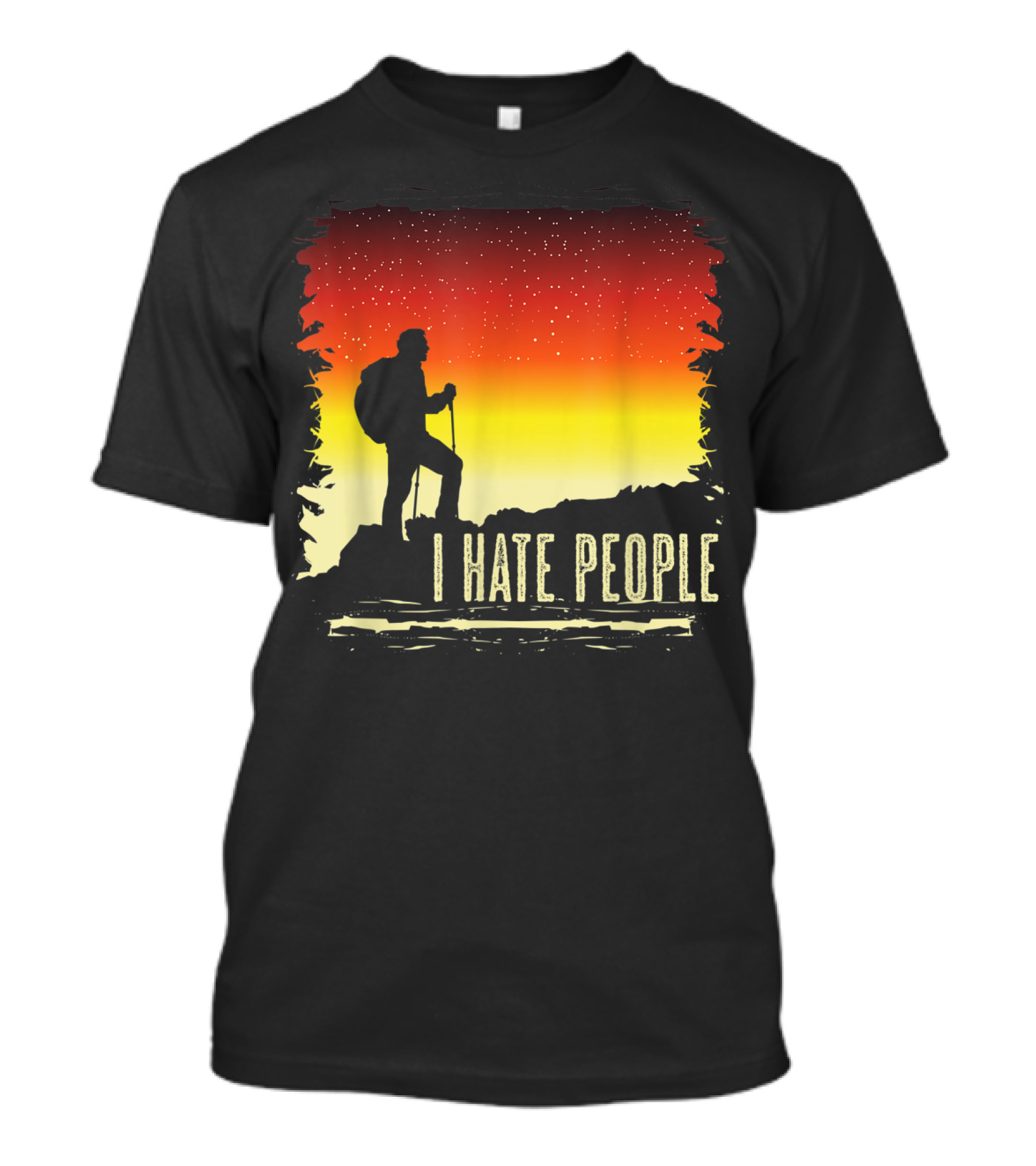 I Hate People Camping Hiking Mountains Sunset T-Shirt