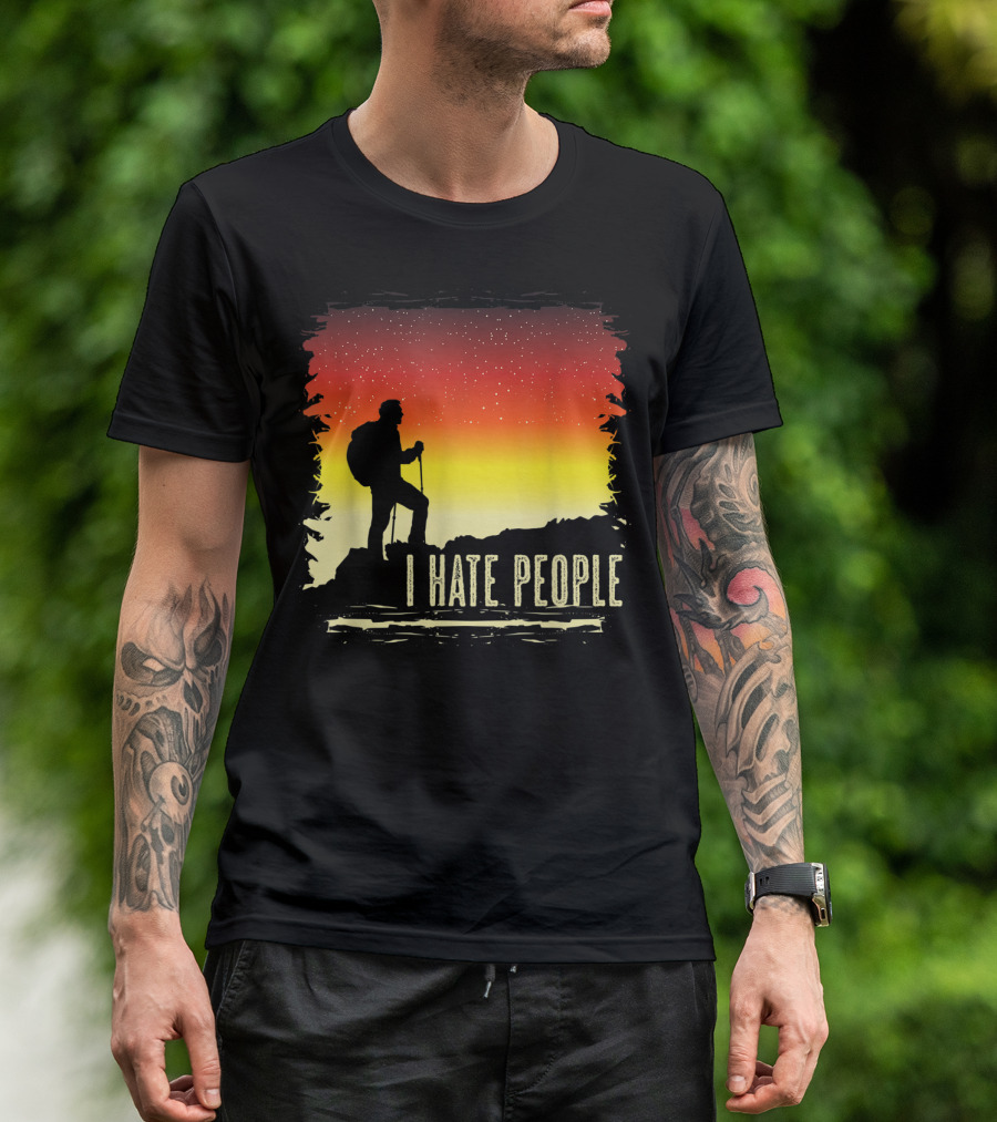 I Hate People Camping Hiking Mountains Sunset T-Shirt