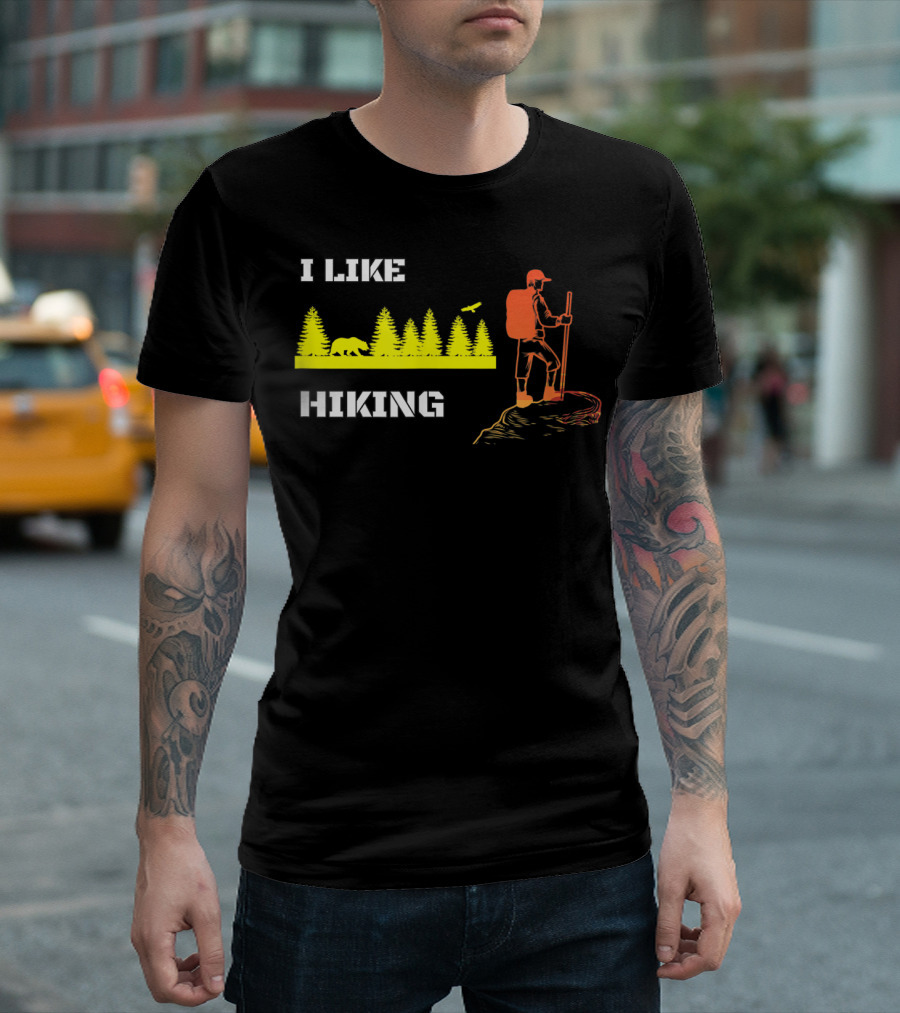 I Like Hiking Forest Adventure Bear Trees Hiker T-Shirt
