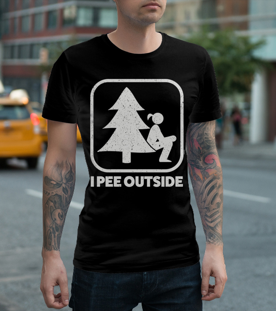 I Pee Outside Funny Camping Hiking Girl T-Shirt