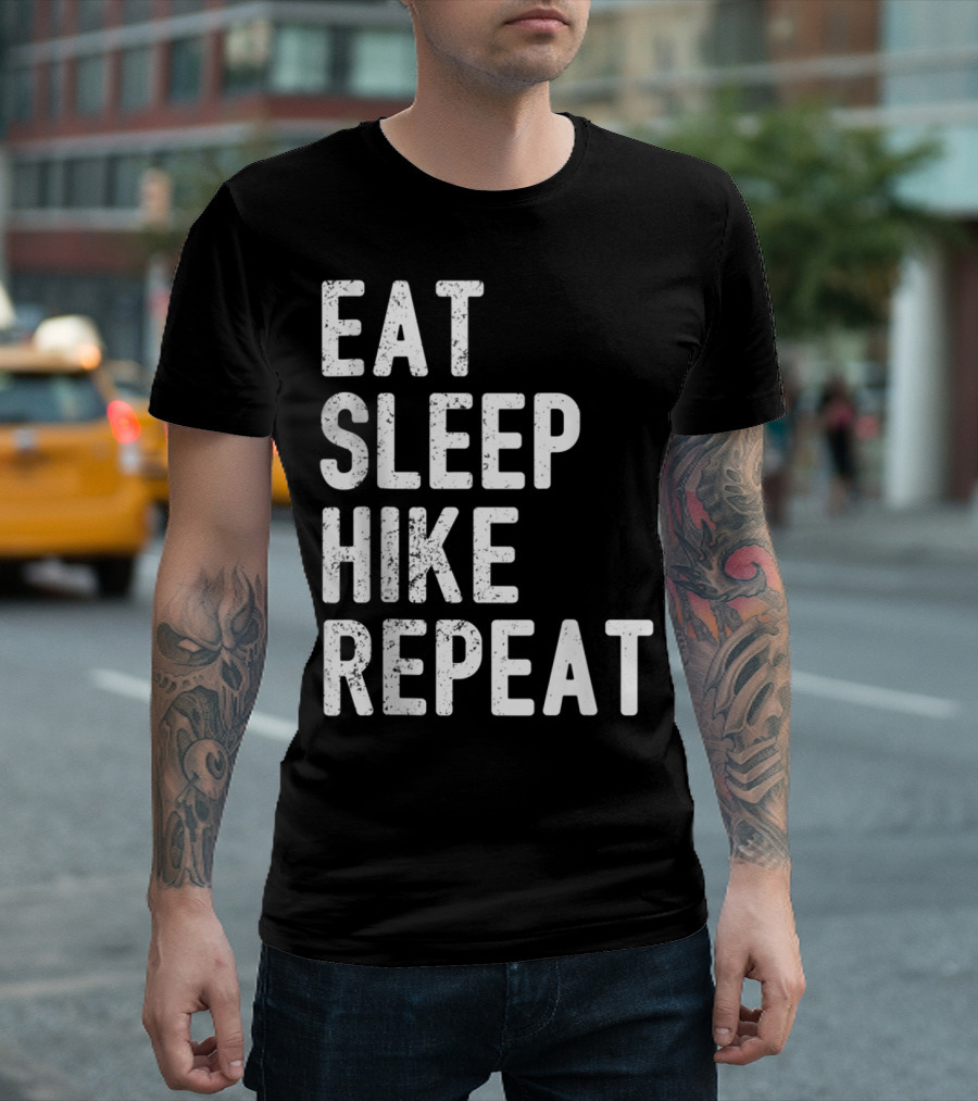 Eat Sleep Hike Repeat Introvert Hiking Hobby Trekking Hiker T-Shirt