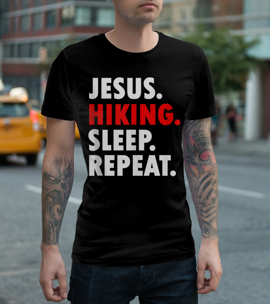 Jesus Hiking Sleep Repeat T-Shirt
