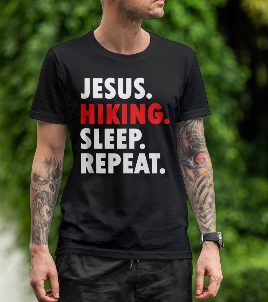 Jesus Hiking Sleep Repeat T-Shirt