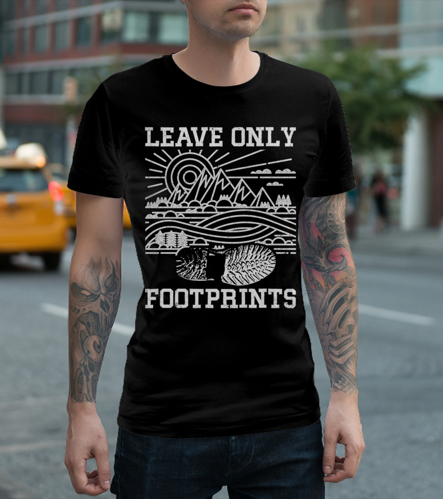 Leave Only Footprints Mountains Sun Hiking Camping T-Shirt