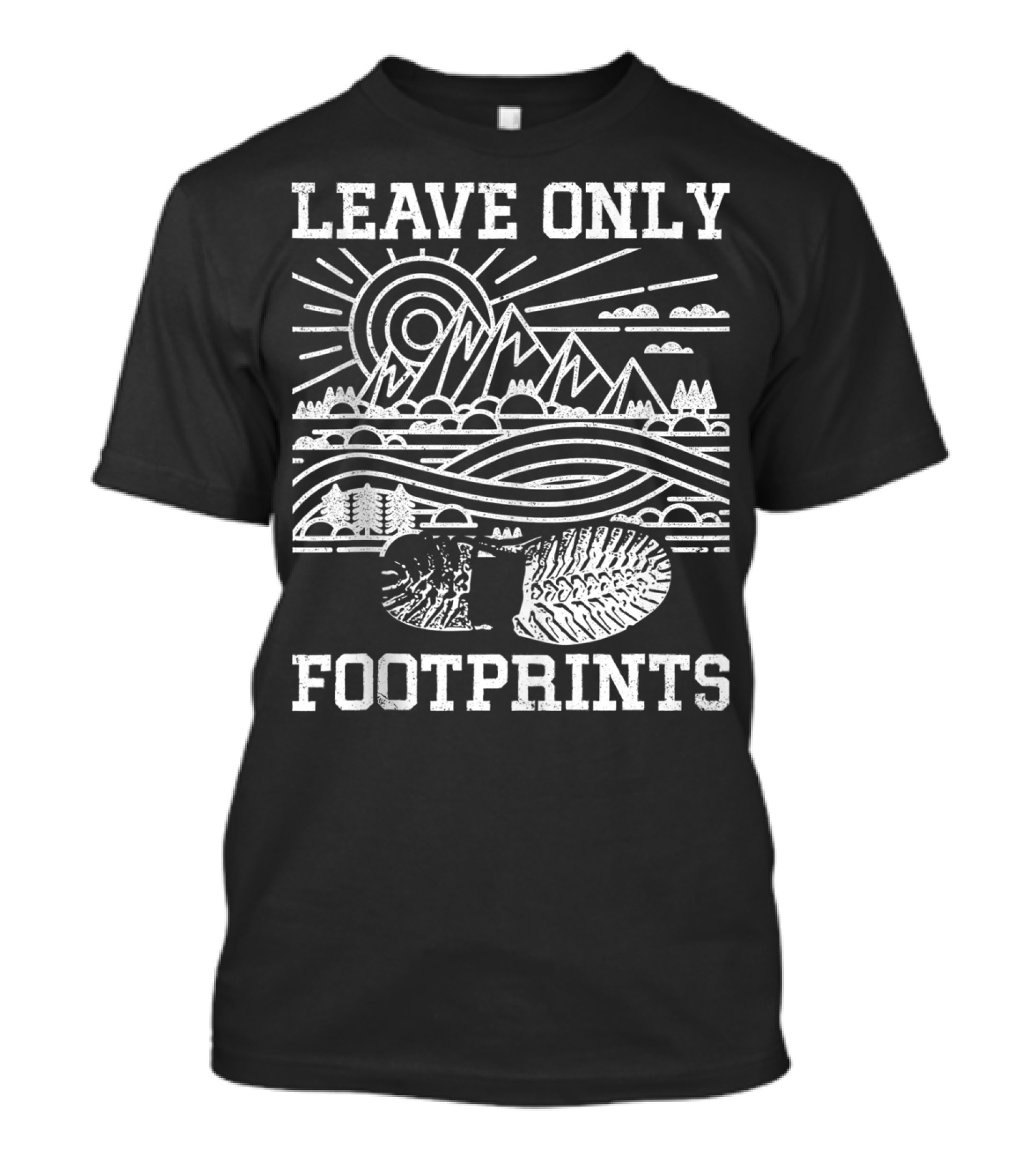 Leave Only Footprints Mountain Hiking Scenic Trail Adventure T-Shirt