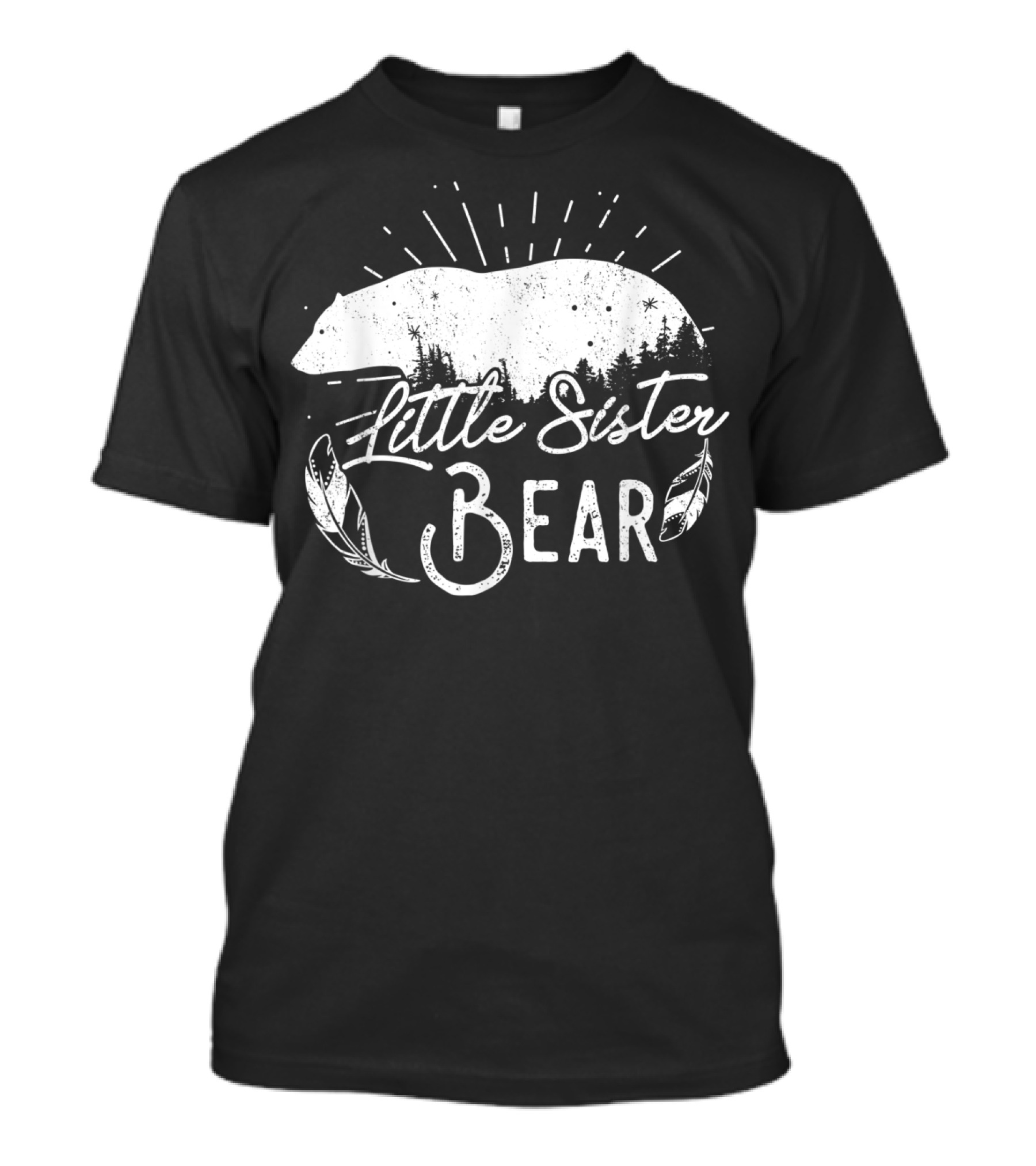 Little Sister Bear Forest Silhouette Matching Family Camping T-Shirt