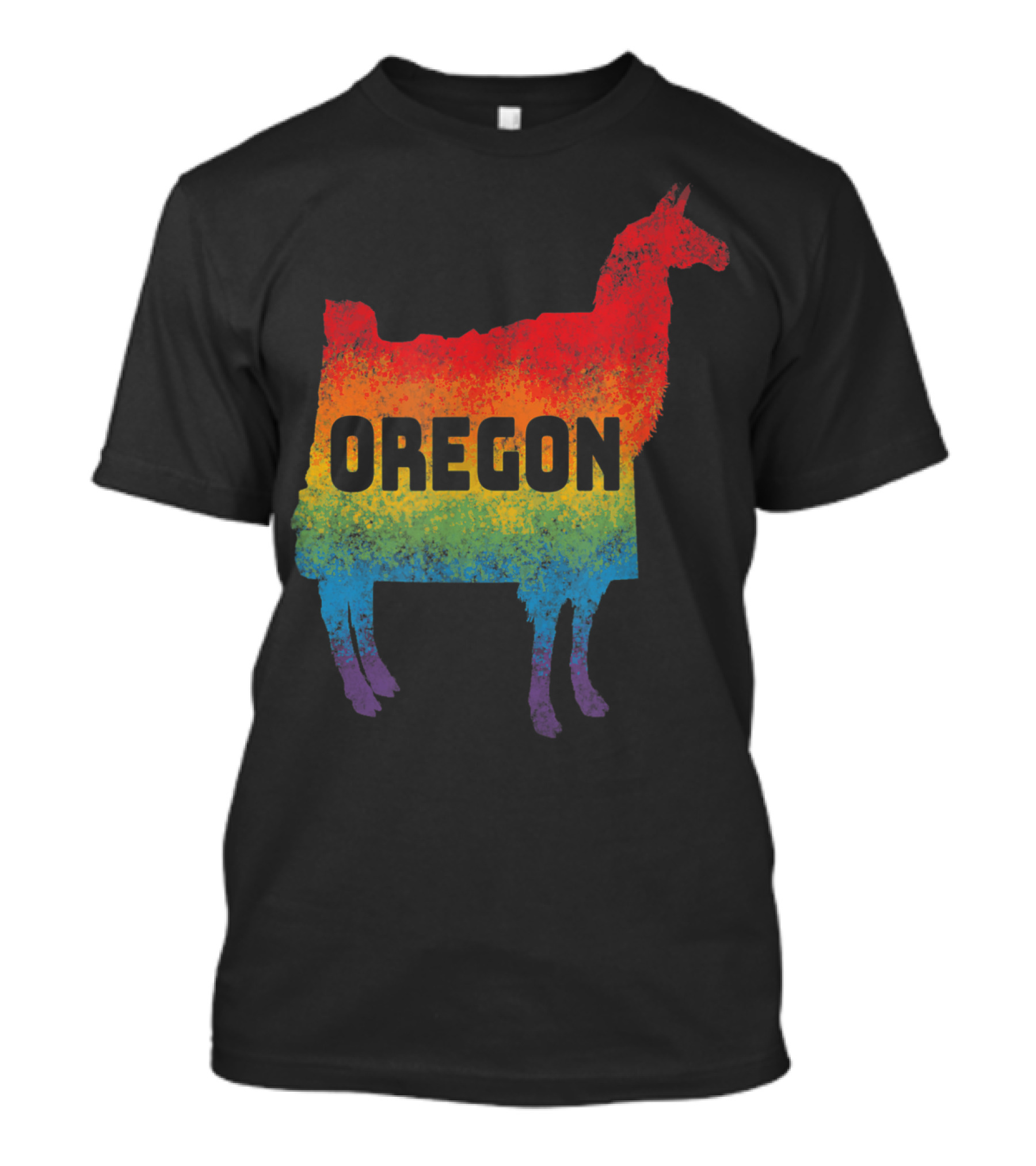 Llama Shape Rainbow Oregon Pacific Northwest Nature T-Shirt