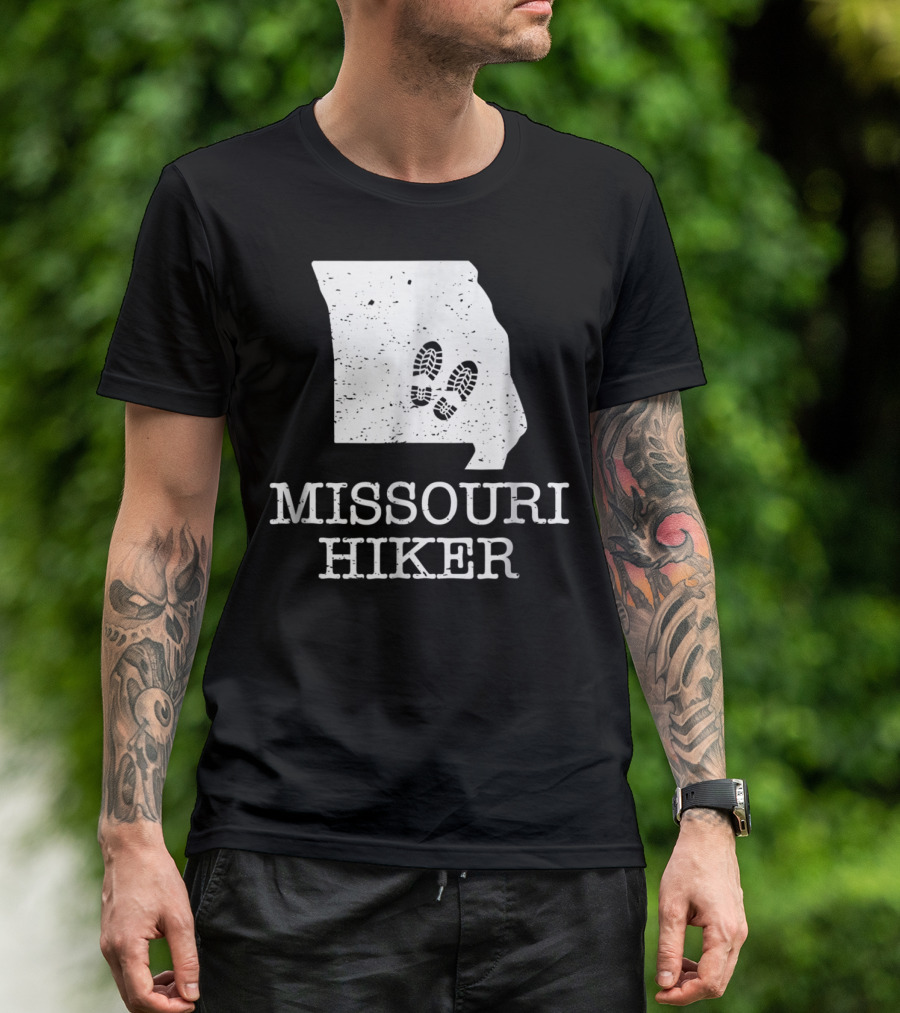 Missouri Hiker State Footprint Trail Adventure T-Shirt