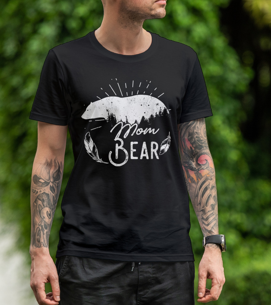 Mom Bear Nature Forest Family Camping Hiking T-Shirt