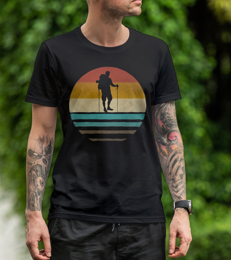 Vintage Sunset Mountain Hiking T-Shirt