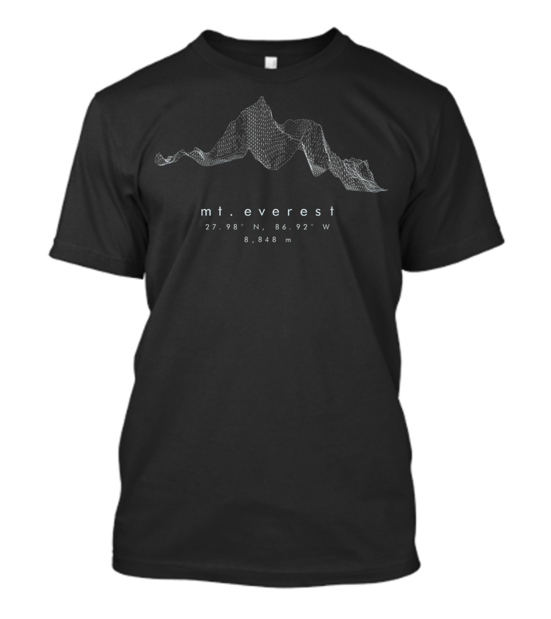 Mt Everest Nepal Coordinates 27.98° N 86.92° W 8848 M T-Shirt