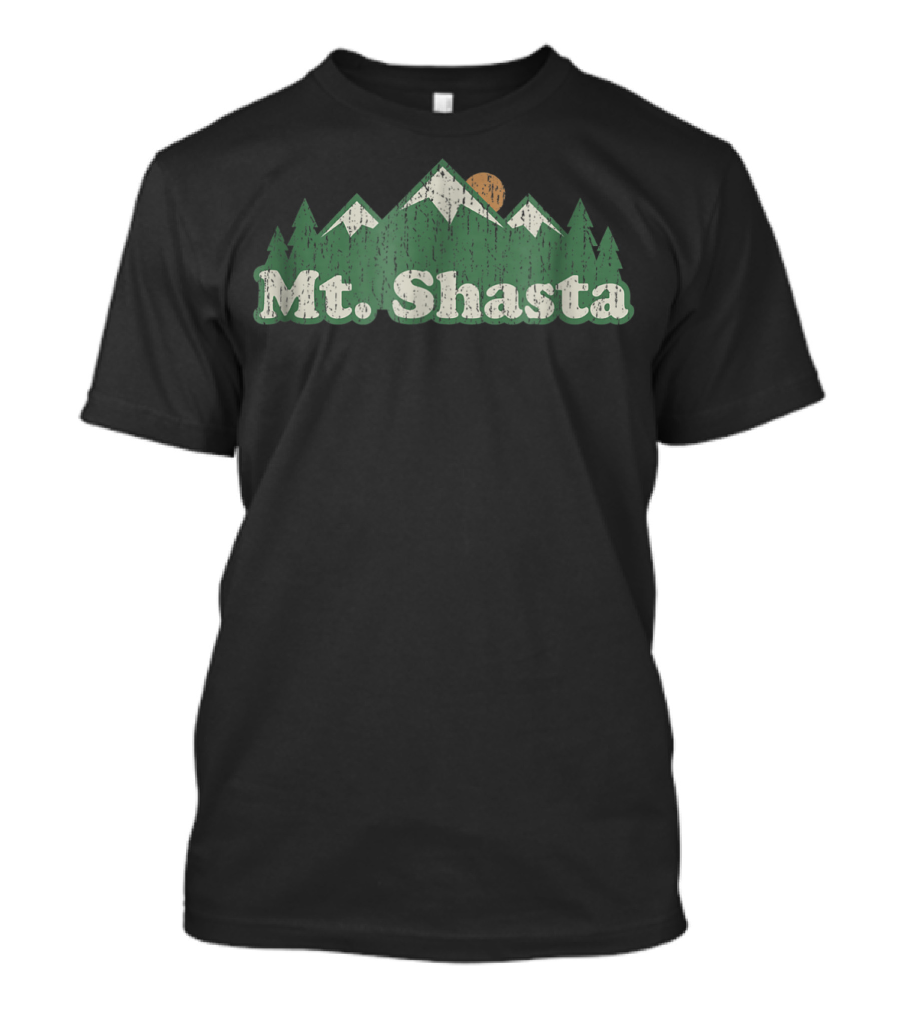 Mt Shasta California Vintage Hiking Forest Mountain Scene T-Shirt