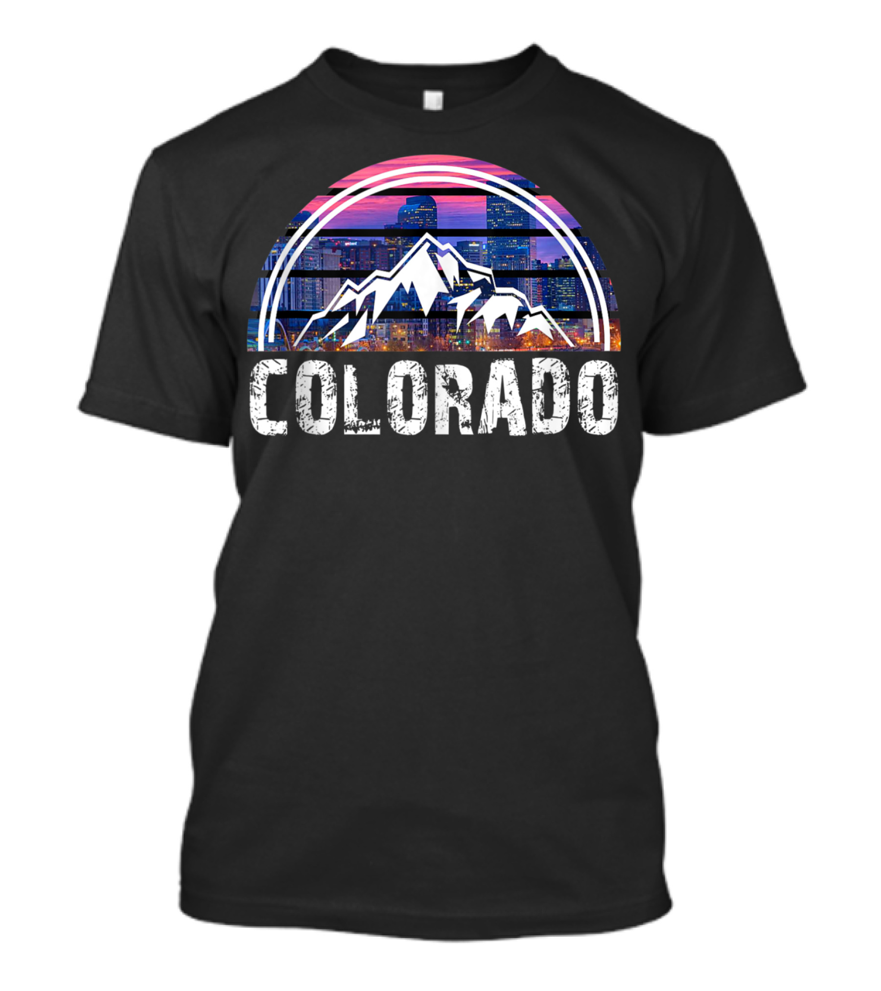 New Colorado State Holiday Rocky Mountain Skyline T-Shirt