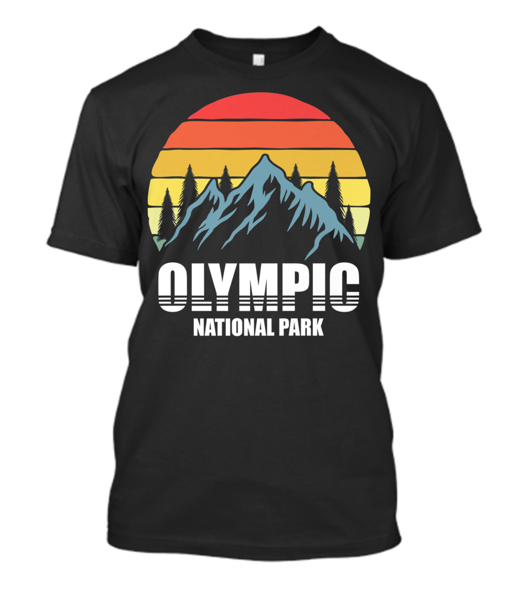 Olympic National Park Mountains Sunset Stripes T-Shirt