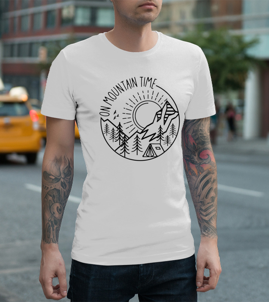 On Mountain Time Camping Mountain Scene Hiking PE T-Shirt