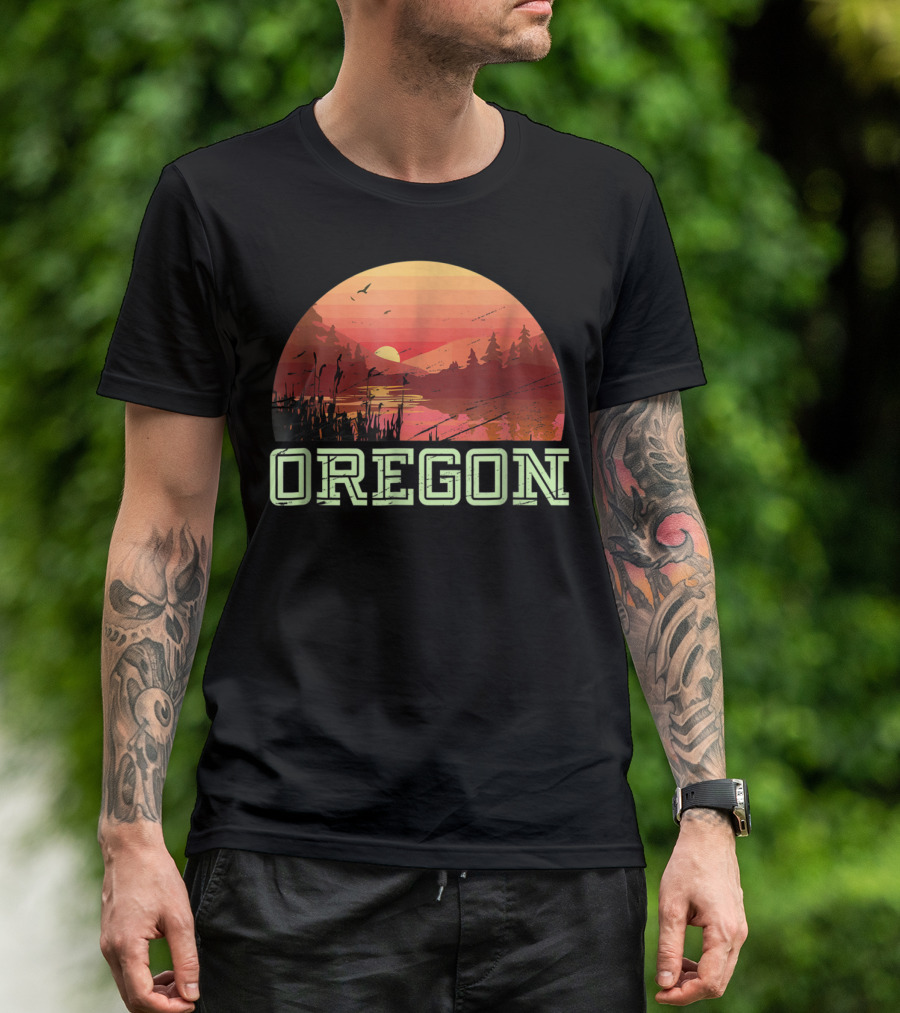Oregon State Home I Love Oregon Hiking Sunset Nature Scene T-Shirt