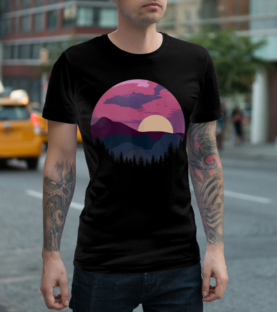 Outdoor Lovers Hiking Mountain Sunset Adventure T-Shirt