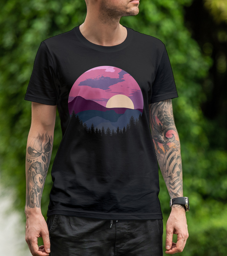 Outdoor Lovers Hiking Mountain Sunset Adventure T-Shirt