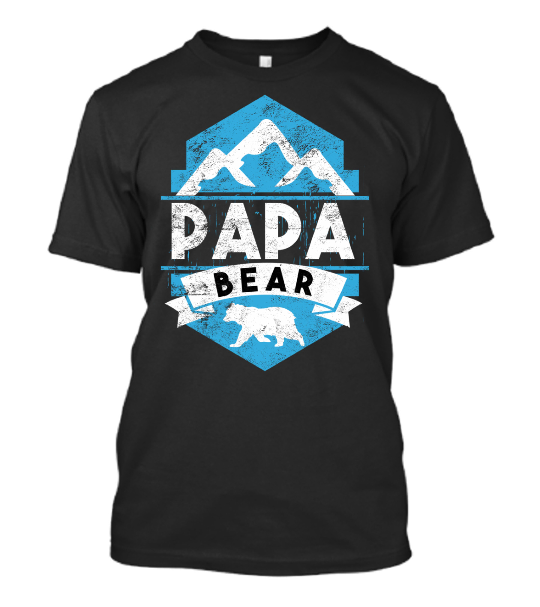 Papa Bear Adventure Mountain Badge Outdoor Dad T-Shirt