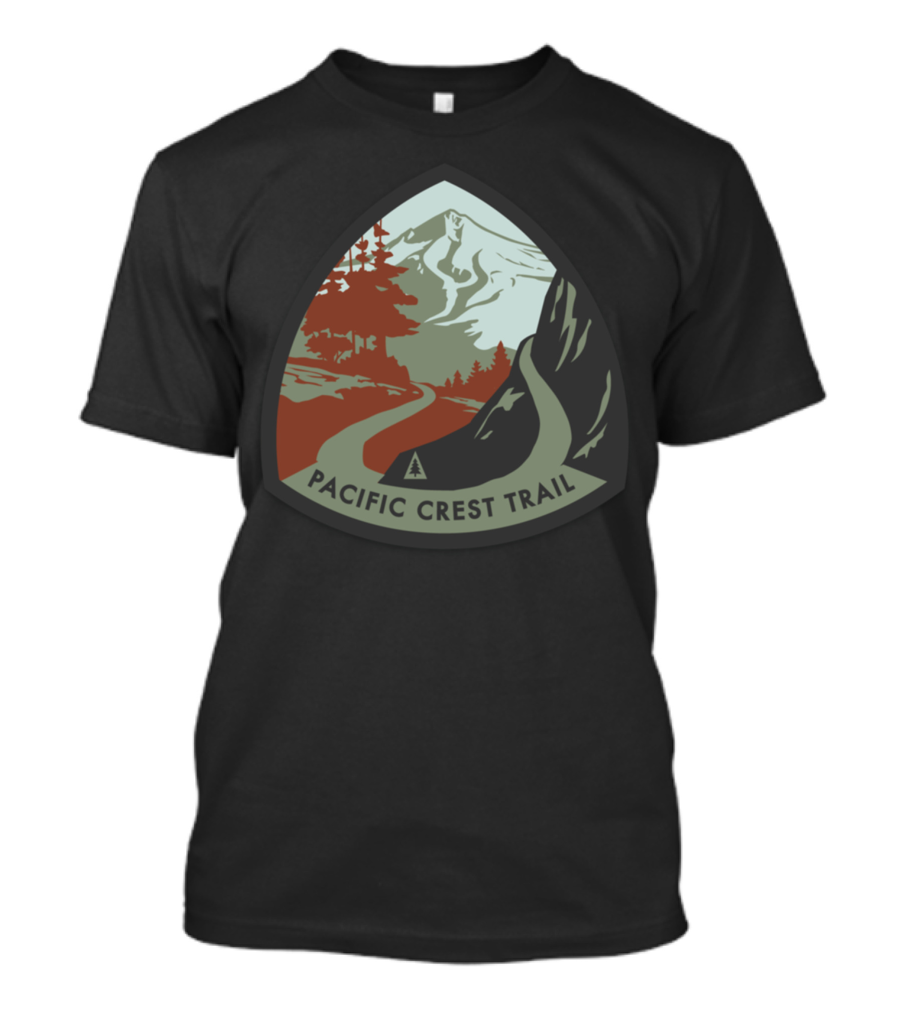 Pacific Crest Trail Logo Patch Mountain Pathway And Pines T-Shirt