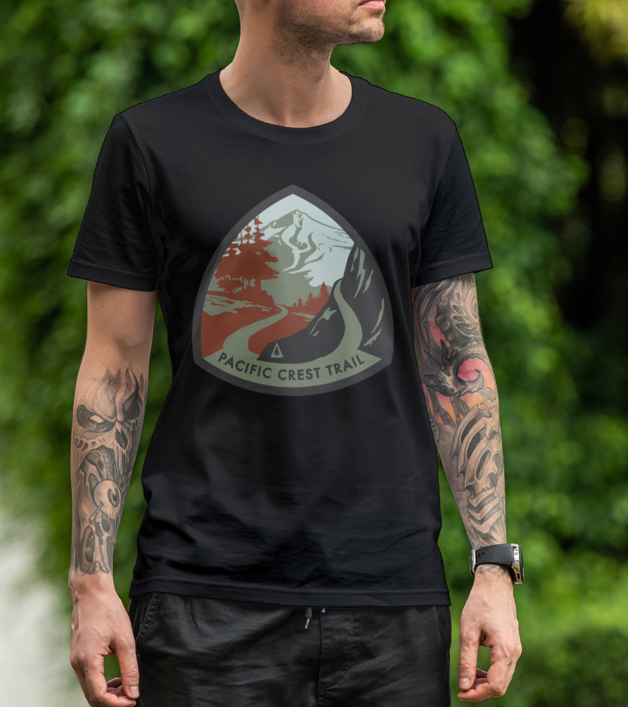 Pacific Crest Trail Logo Patch Mountain Pathway And Pines T-Shirt