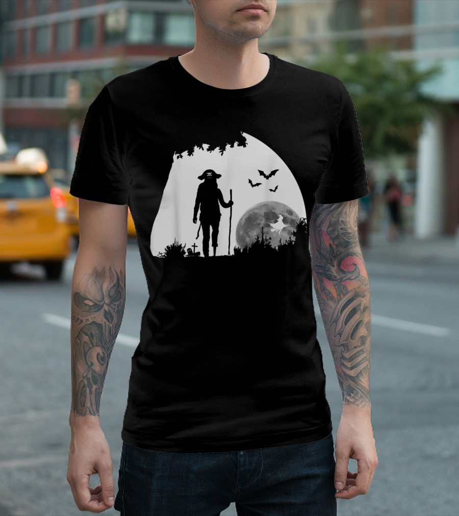 Pirate Hiking Halloween Walk with Moon Bats and Witch T-Shirt