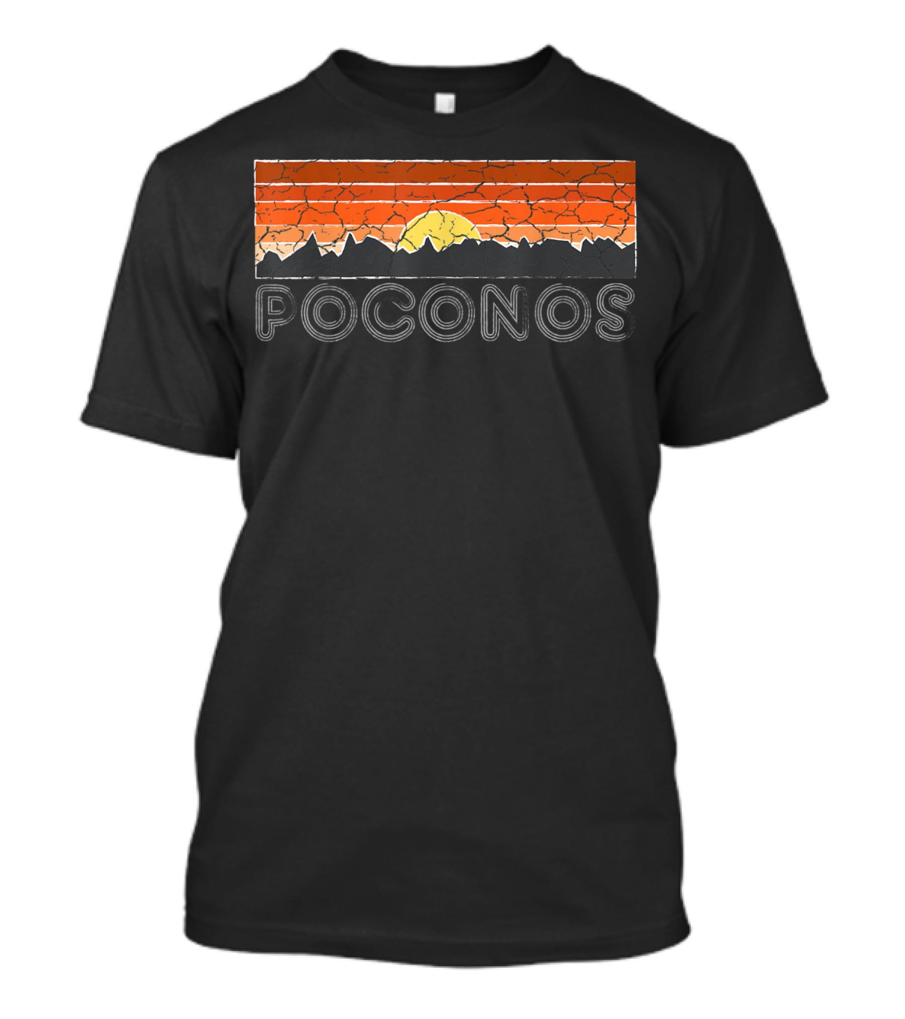 Poconos Distressed Sunset Mountain Hiking T-Shirt