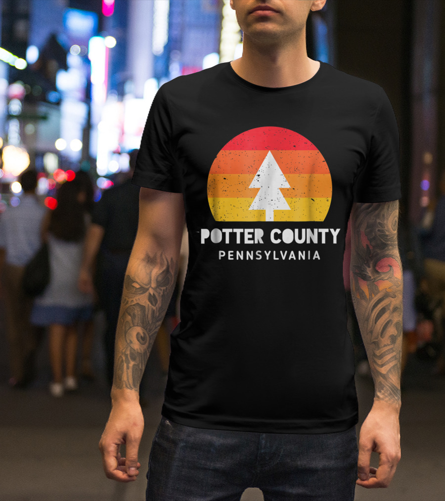 Potter County Pennsylvania Hiking Outdoors Retro Tree T-Shirt