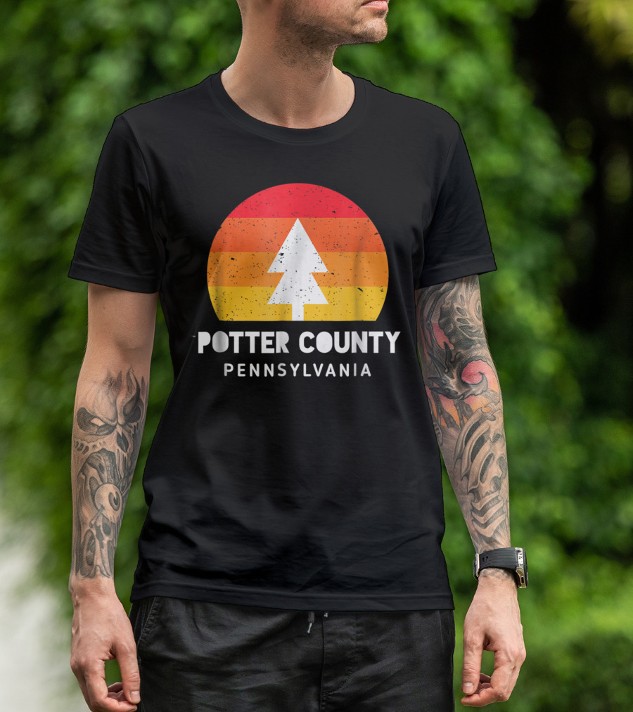 Potter County Pennsylvania Hiking Outdoors Retro Tree T-Shirt