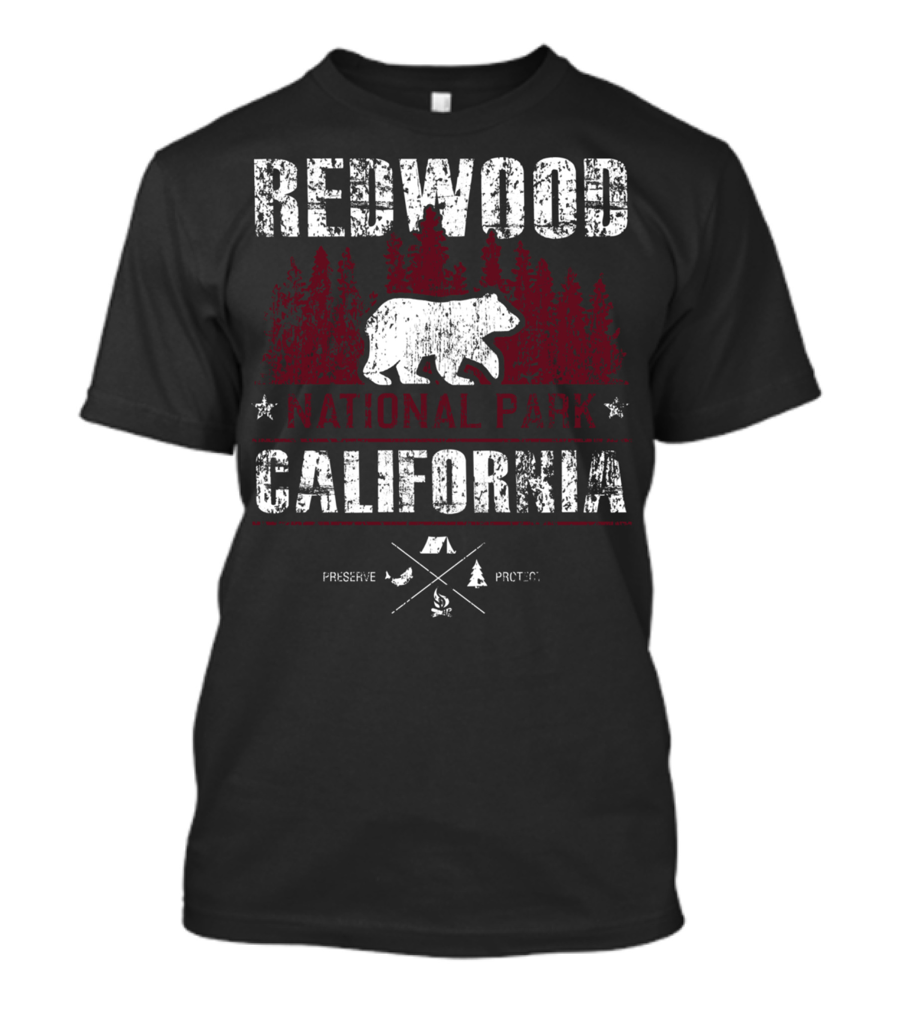 Redwood National Park California Bear Preserve Protect Camping Hiking Backpacking T-Shirt