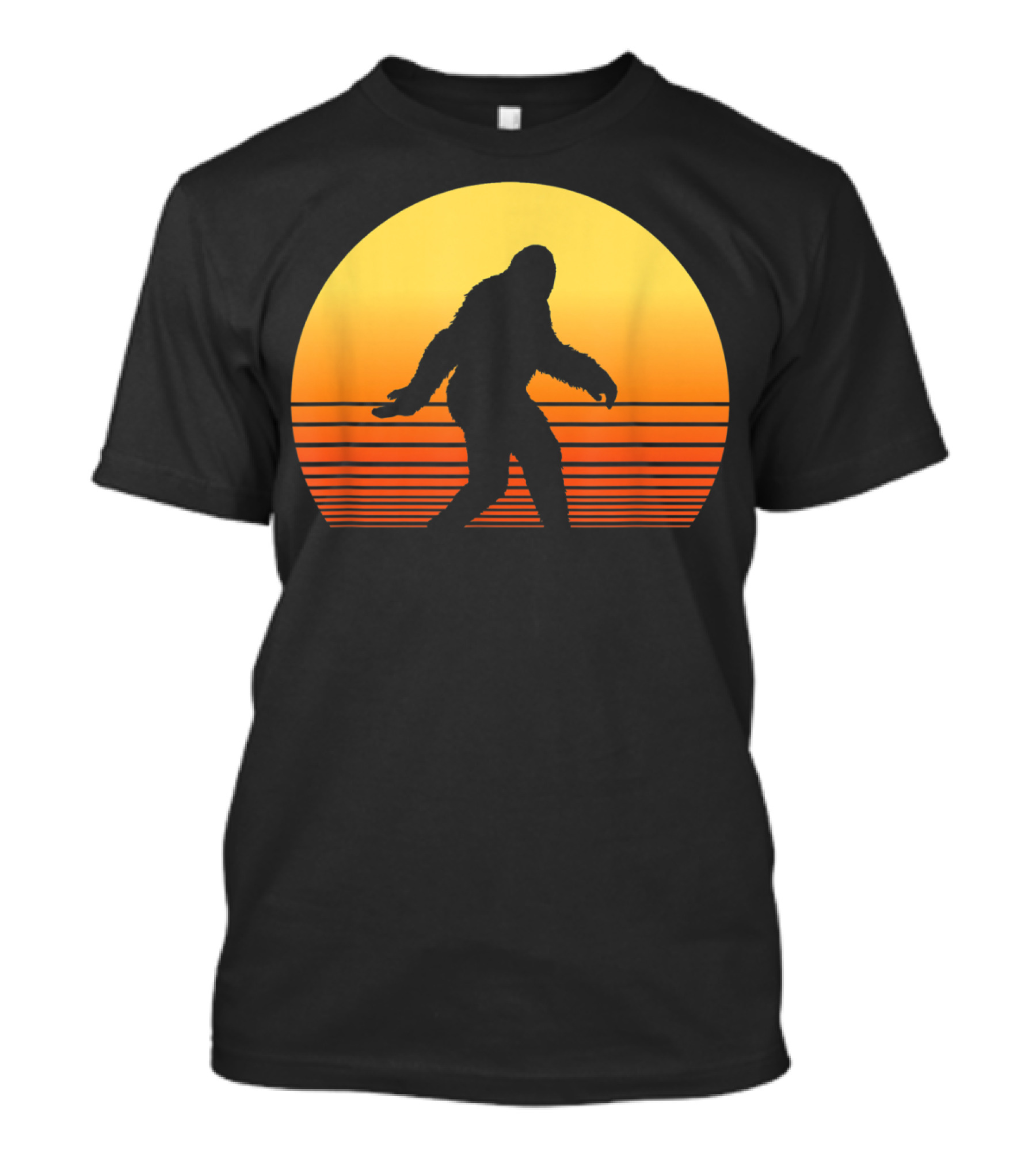 Retro Bigfoot Sunset Hiking Camping Adventure T-Shirt