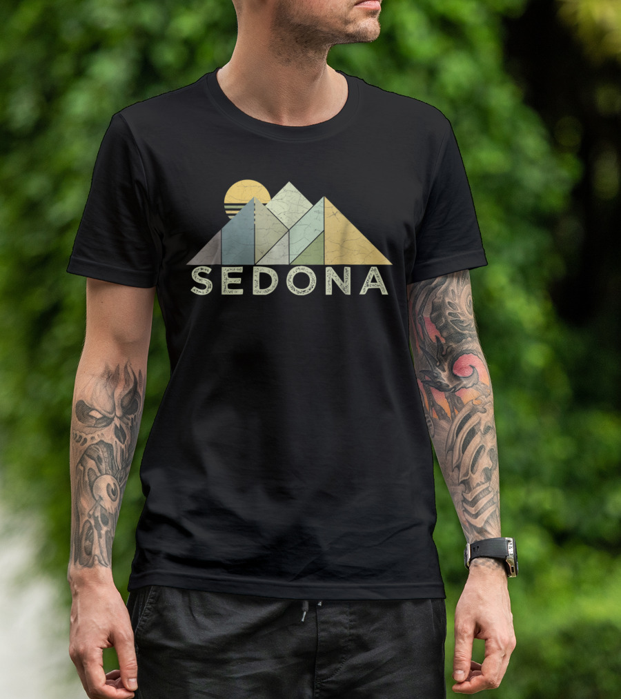 Sedona Arizona Retro Distressed Hiking Mountain Sun T-Shirt