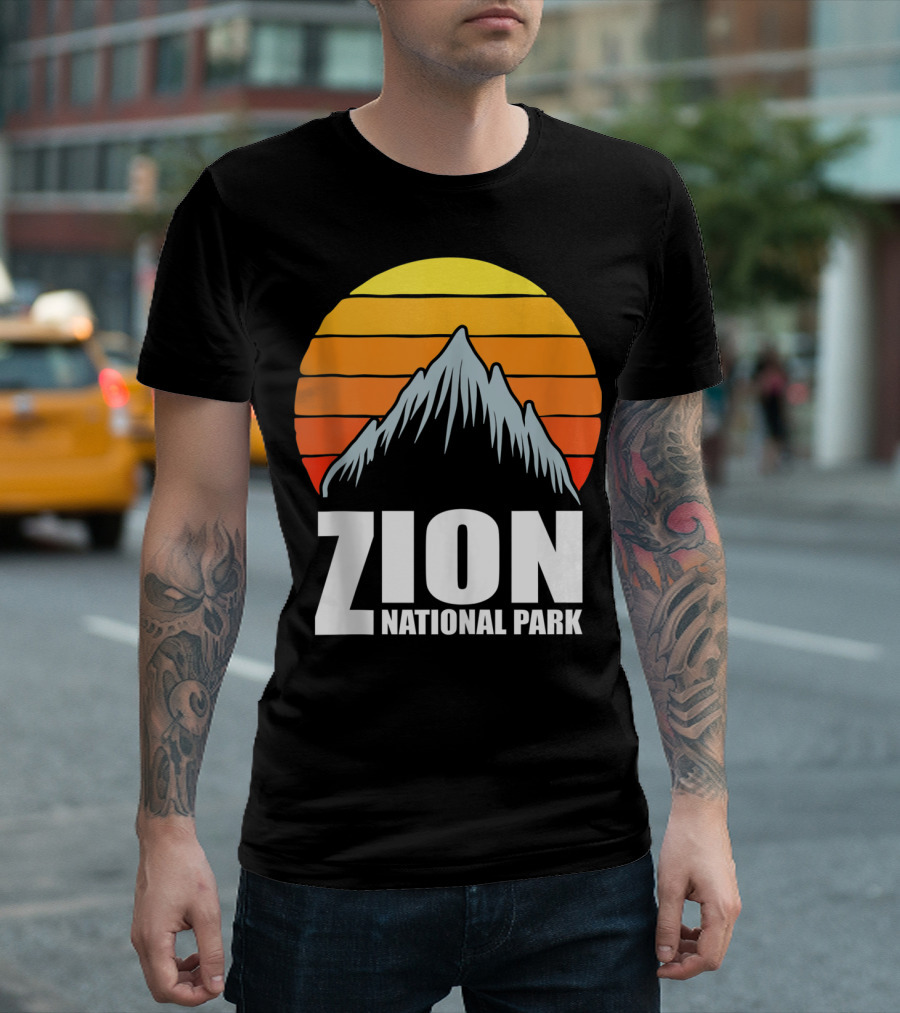 Zion National Park Utah Retro Mountain Sunset T-Shirt