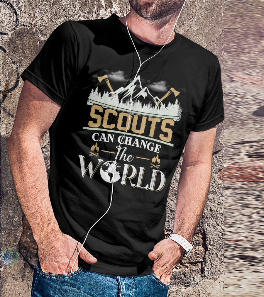 Scouts Can Change The World Mountain Adventure Forest Axe T-Shirt
